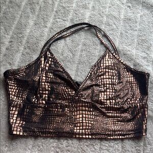 SHEIN Black and Bronze Snake Print Halter Top